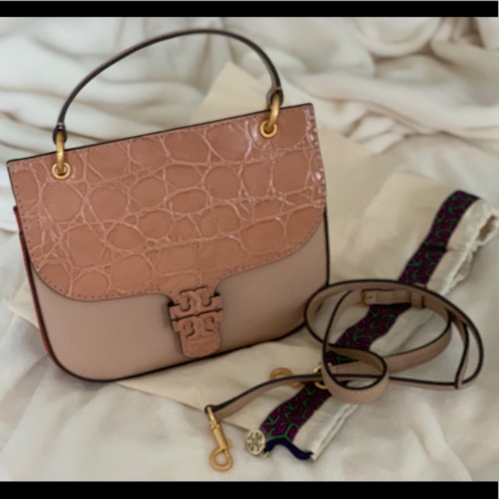 NEW Authentic Tory Burch McGraw Embossed Satchel